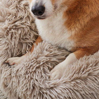 Beruhigendes flauschiges rundes Hundebett